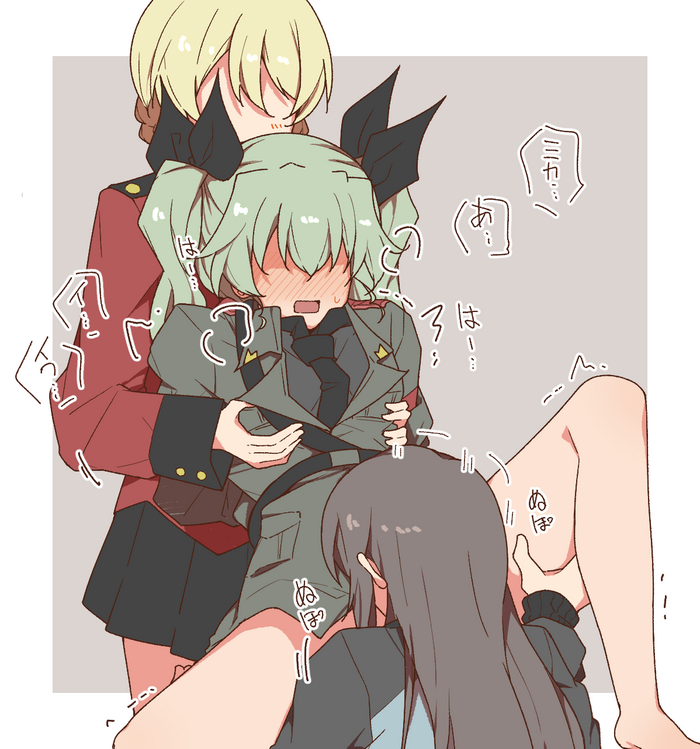 Girls und Panzer - NSFW, Anime, Anime art, Yuri, Girls und panzer, Anchovy, Mika, Petting, Cunnilingus, Darjeeling