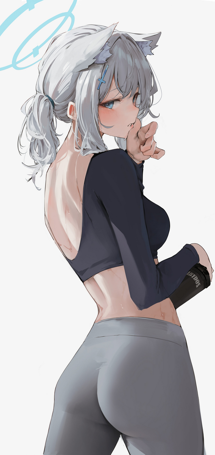Yoga pants are suitable for almost everyone - NSFW, Anime, Anime art, Blue archive, Sunaookami shiroko, Twitter (link), Leviathan (hikinito0902), Booty