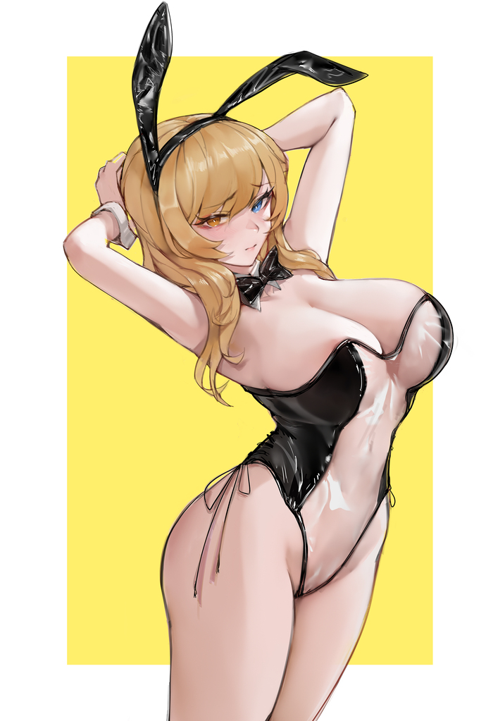 Героический костюм - NSFW, Аниме, Anime Art, Арт, Original Character, Bunnysuit, Сиськи, Эротика, Рисованная эротика, Гетерохромия