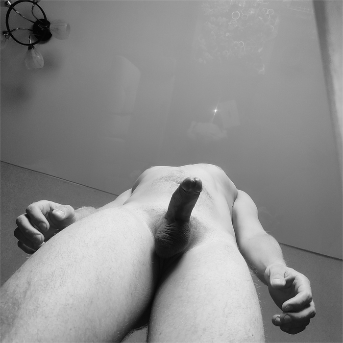 Bottom view... - NSFW, My, Men's breasts, Author's male erotica, Penis, Naked, Playgirl, Black and white photo