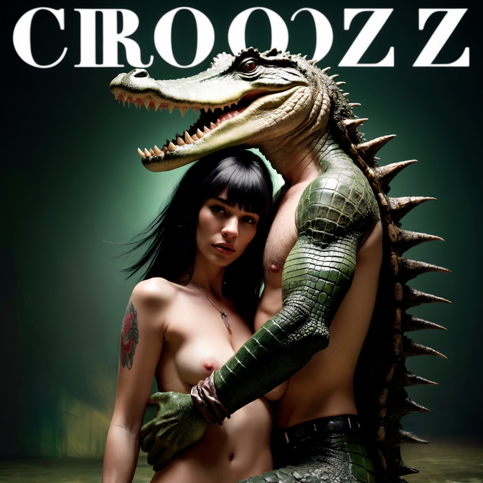 CIROOOZZ - NSFW, Моё, Эротика, Сиськи, Арты нейросетей, Искусственный интеллект, Арт, Крокодилы, Обложка, Death Metal, Stable Diffusion