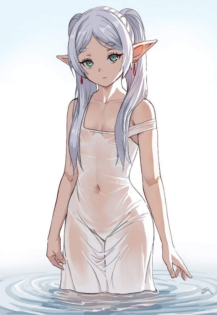 Soaked Freeren - NSFW, Girls, Art, Elves, Anime, Erotic, Frieren, Sousou no Frieren, Zefrablue, Anime art, Hand-drawn erotica