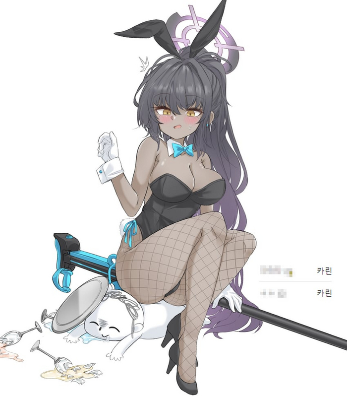 Teacher! Are you okay? - NSFW, Anime, Anime art, Blue archive, Bunnysuit, Bunny ears, Tights, Mat, Kakudate karin