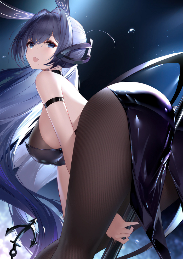 Loves this bunny long poles - NSFW, Anime, Anime art, Boobs, New jersey, Bunnysuit, Bunny ears, Pole, New Jersey