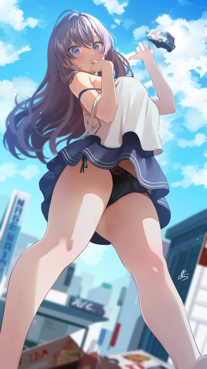 Big child - NSFW, Shiki ichinose, Anime art, Auto, Giantess, Pantsu, The idolmaster, Kkix25