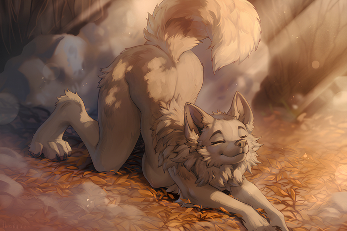 Morning sips - NSFW, Furry, Anthro, Art, Furotica, Furry wolf, Hioshiru