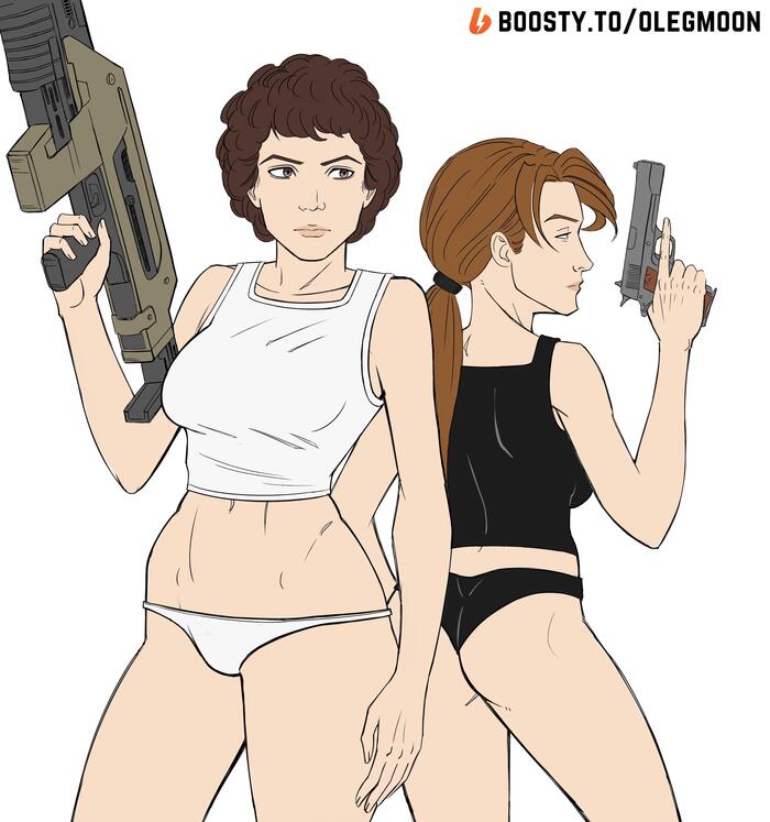 COOL MOVIE HEROINES FROM THE 90S - NSFW, My, Ellen Ripley, Stranger, Sarah Connor, Terminator, Movies, Hand-drawn erotica