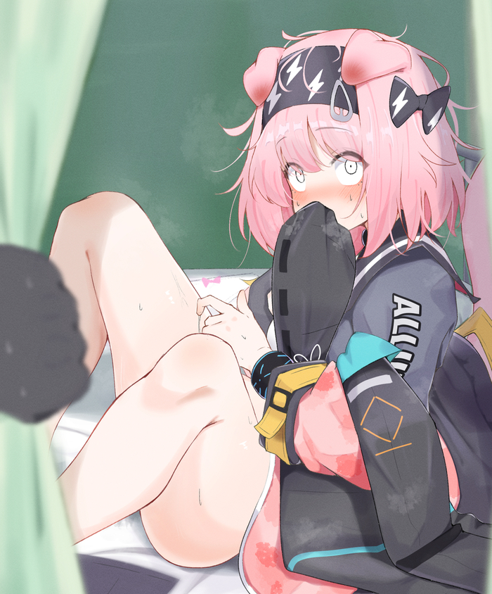 A naughty kitty was burned - NSFW, Anime art, Anime, Goldenglow, Arknights, Animal ears, Masturbation, Doctor (Arknights), Neko