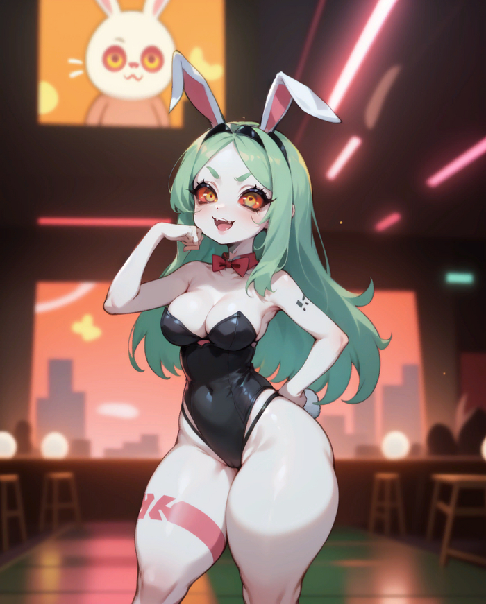 Rebecca - NSFW, Anime art, Anime, Cyberpunk: Edgerunners, Rebecca (Edgerunners), Bunnysuit, Neural network art