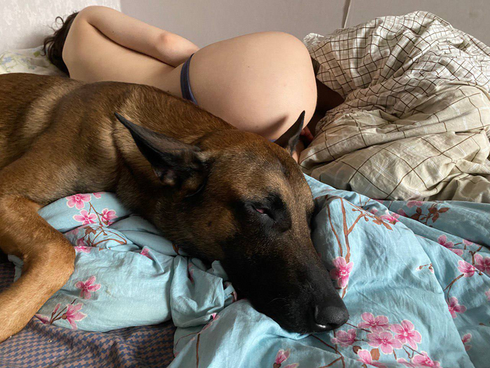 Sunday is a day of rest - NSFW, My, Girls, The photo, Booty, Dog, No face, Erotic