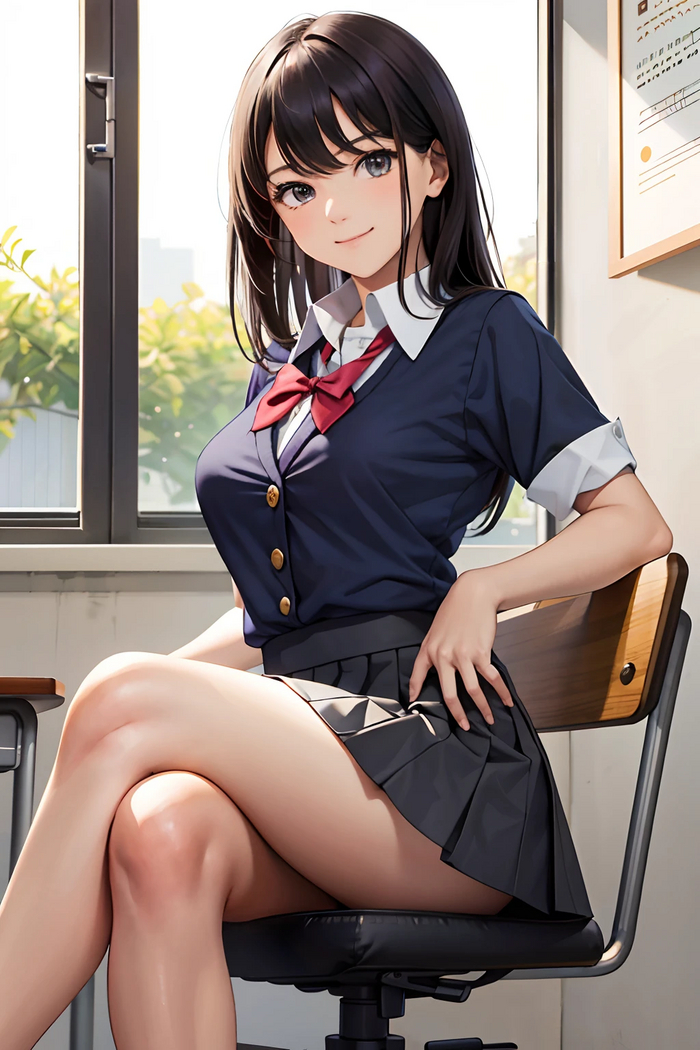 diligent student - NSFW, Girls, Neural network art, Wallpaper, Anime, School uniform