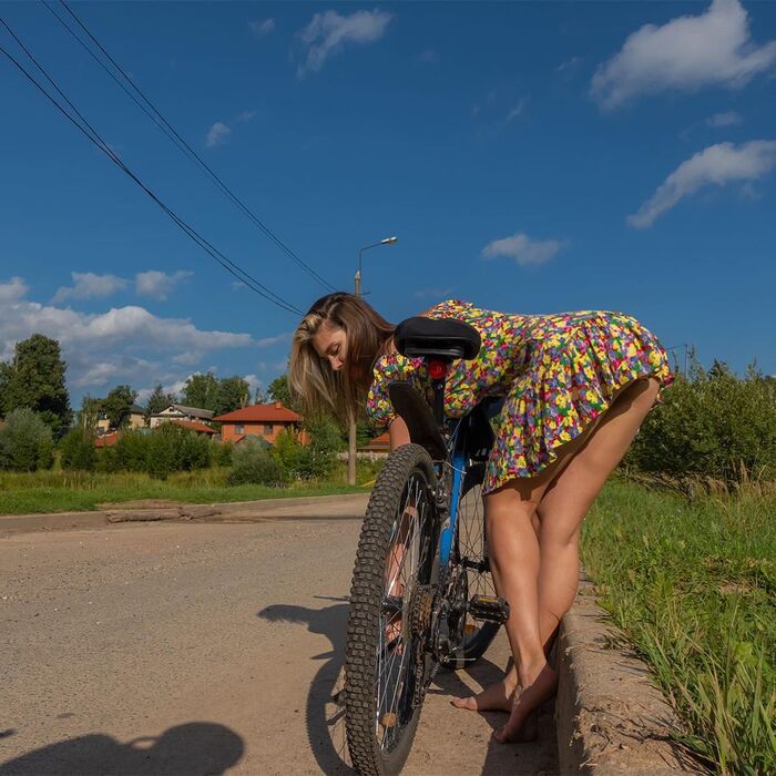 Well in the village in summer - NSFW, Girls, Erotic, A bike, Longpost