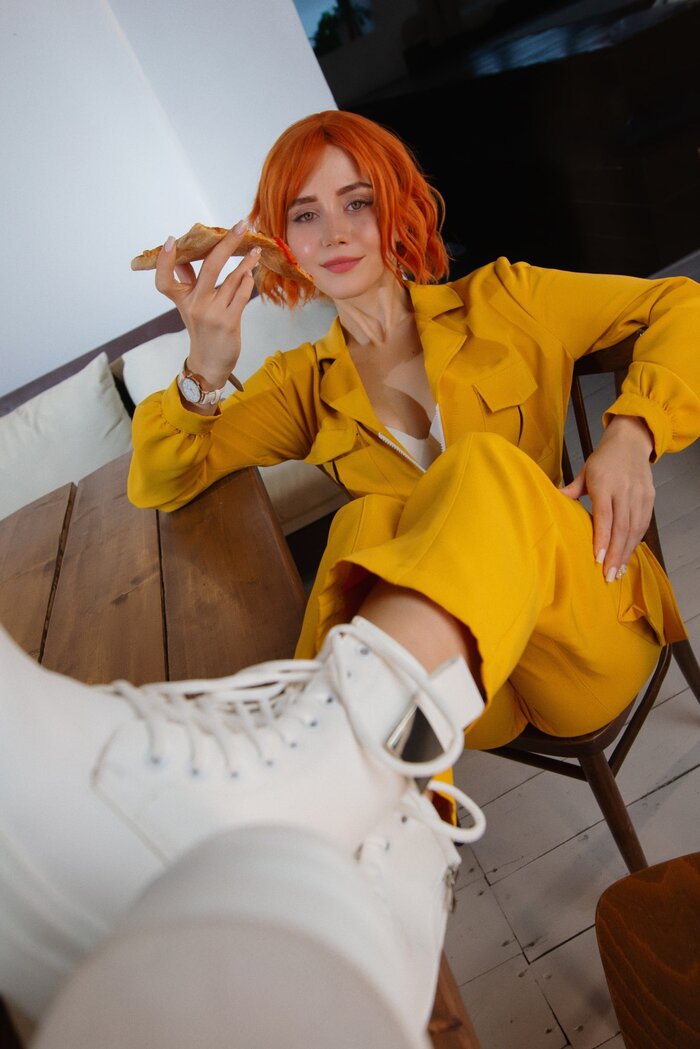 Who's pizza? - NSFW, Girls, Erotic, Cosplay, Underwear, Pizza, April O'Neill, Longpost, The photo