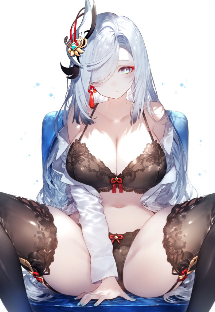 Shenhe - NSFW, Genshin impact, Shenhe (Genshin Impact), Art, Girls, Games, Anime art, Anime, Hand-drawn erotica, Boobs, Twitter (link)