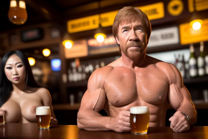 Reply to Post Steeham's New Post - NSFW, My, Humor, Chuck Norris, A pub, Beer, Boobs, April 1, Reply to post