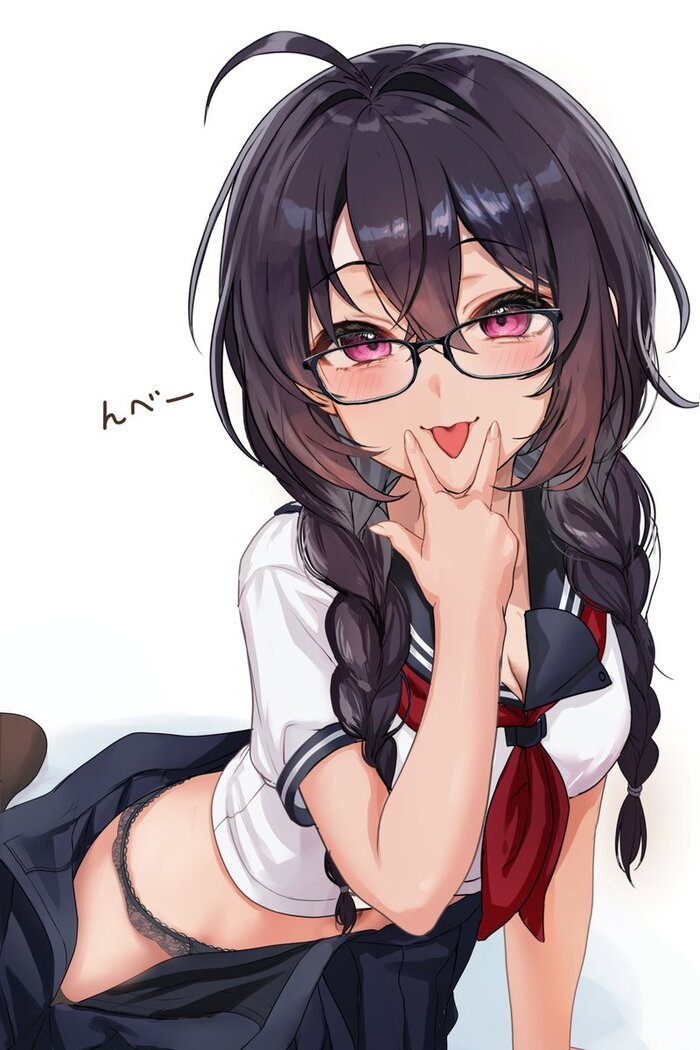 Reply to post Fou - NSFW, Anime art, Anime, Original character, Glasses, Girls, Fou, Stockings, Underwear, Reply to post, Twitter (link)