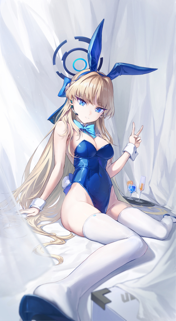 Bunny Toki - NSFW, Anime, Anime art, Blue archive, Asuma Toki, Bunnysuit, Bunny ears, Stockings