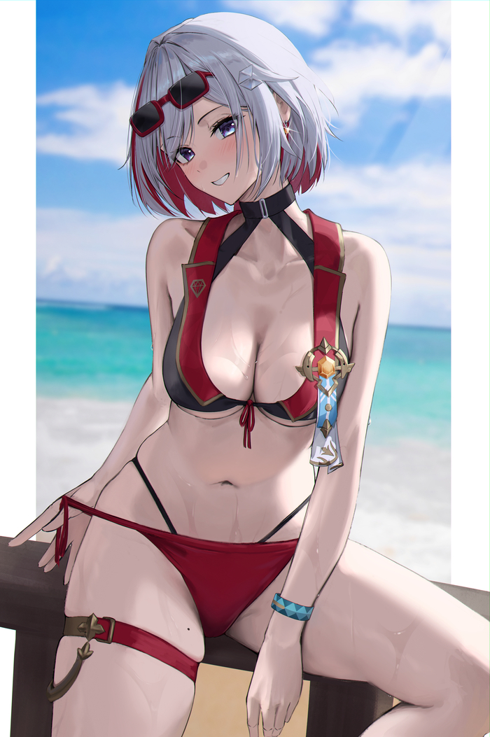 Summer holidays with Topaz - NSFW, Anime, Girls, Games, Anime art, Topaz (Honkai: Star Rail), Honkai: Star Rail, Swimsuit, Bikini, Longpost