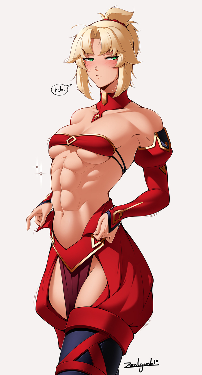 Continuation of the post Mordred - NSFW, Zealyush, Art, Anime, Anime art, Hand-drawn erotica, Erotic, Fate, Fate apocrypha, Mordred, Muscleart, Strong girl, Reply to post