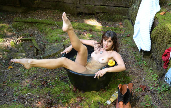 Bathing with a duck - NSFW, Erotic, Girls, Boobs, Naked, Long hair, Elena Generi, The photo, Longpost
