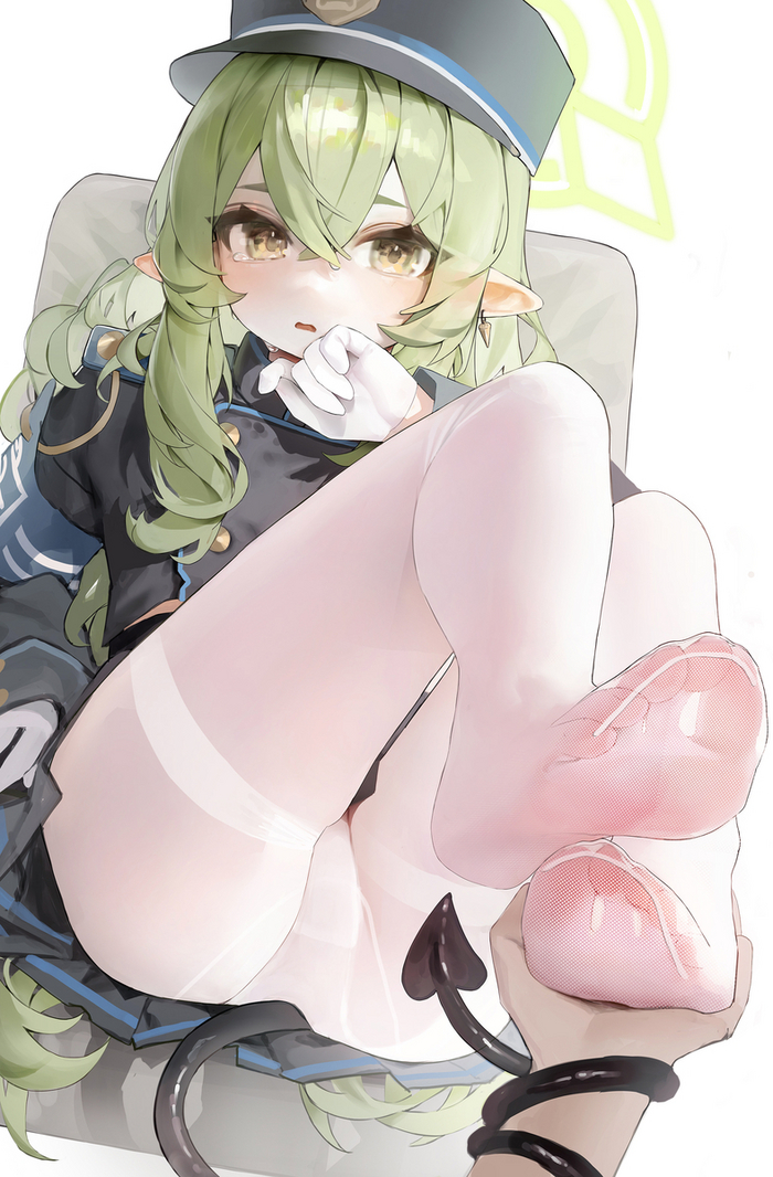 Hello, people of high culture - NSFW, Anime, Anime art, Blue archive, Tights, Pantsu, Foot fetish