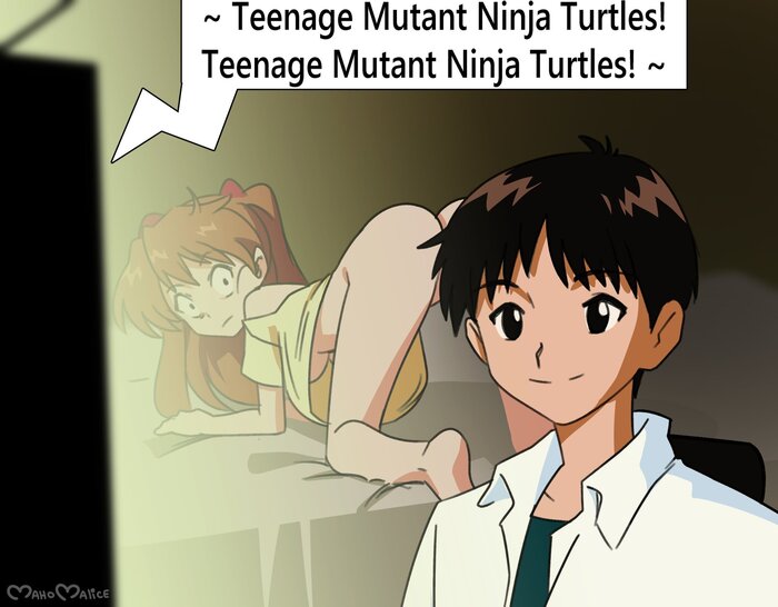 Teenage Mutant Ninja Turtles Are More Important - NSFW, Art, Anime, Anime art, Hand-drawn erotica, Erotic, Evangelion, Teenage Mutant Ninja Turtles