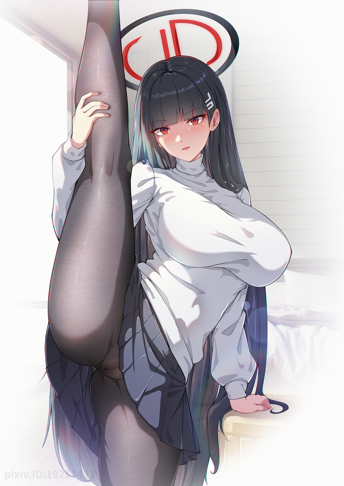 Hoba! - NSFW, Anime, Anime art, Blue archive, Tsukatsuki Rio, Tights, Pantsu, Hoba