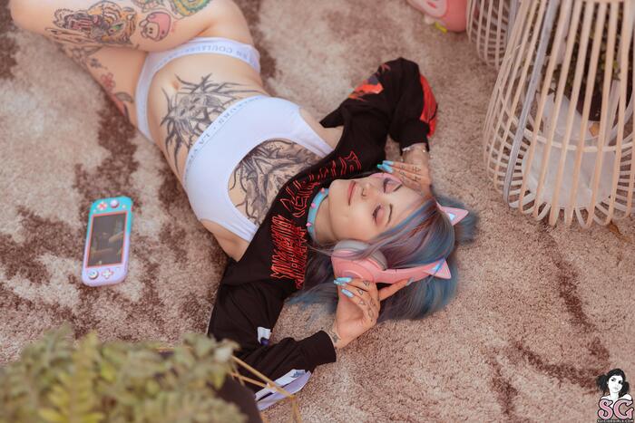 Gloom - Bevelle - NSFW, Suicide girls, Erotic, Boobs, Booty, Labia, Girls, Piercing, Girl with tattoo, Colorful hair, Longpost