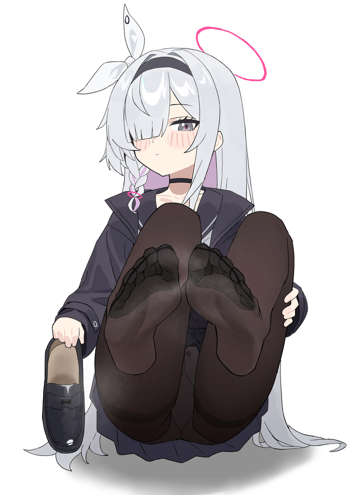 Hello, people of high culture - NSFW, Anime, Anime art, Blue archive, Plana, Pantsu, Tights, Foot fetish