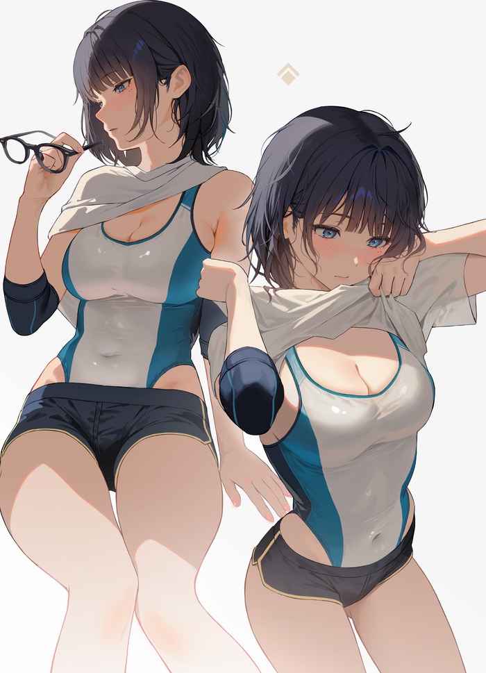 Sportswomen - NSFW, Art, Anime, Anime art, Original character, Gym uniform, Booty, Boobs, Erotic, Hand-drawn erotica, Longpost