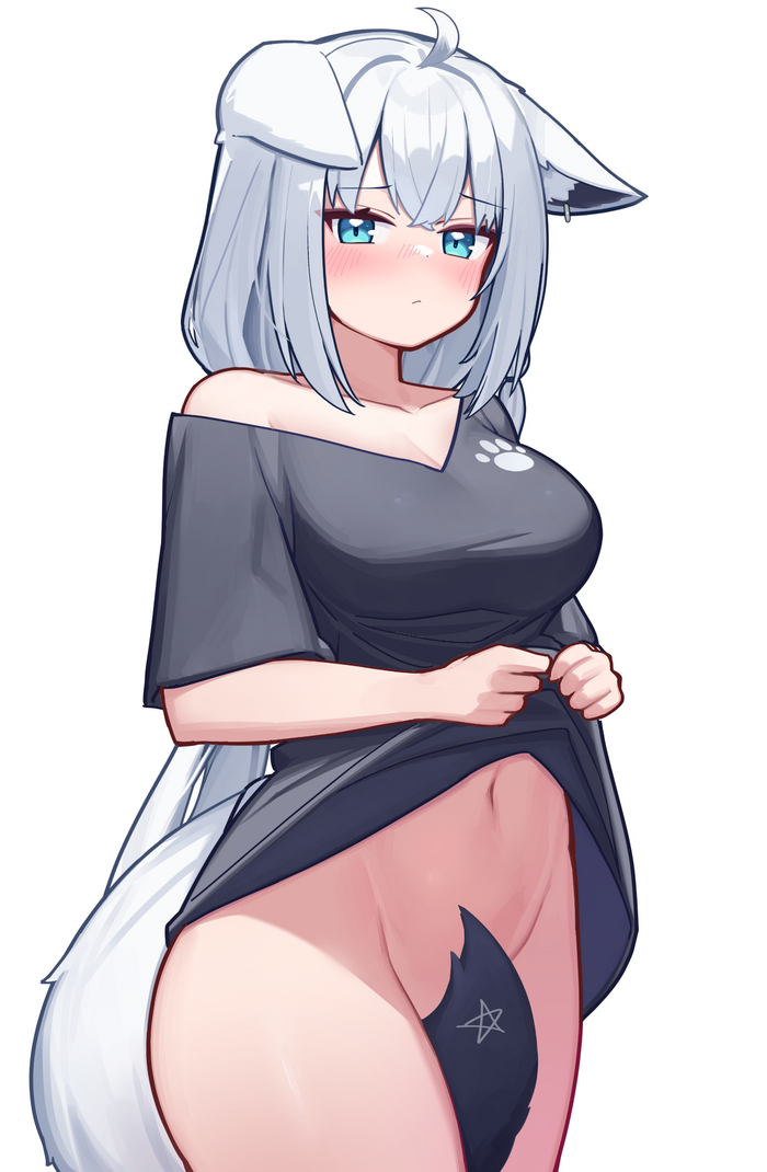 ...вот - NSFW, Anime Art, Аниме, Virtual YouTuber, Hololive, Shirakami Fubuki, Animal Ears, Хвост