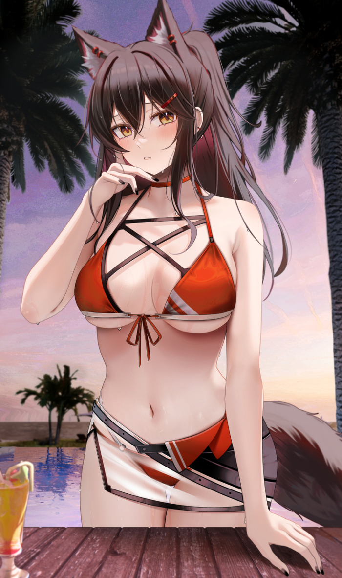 Texas - NSFW, Anime Art, Арт, Аниме, Arknights, Texas (Arknights), Повтор, Animal Ears, Хвост