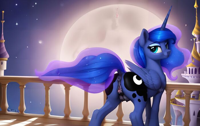 Lunachy spotted sweet places - NSFW, My little pony, PonyArt, MLP Explicit, MLP anatomically correct, Neural network art, Princess luna