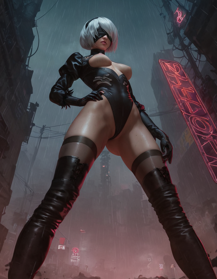 2B hot - NSFW, My, Art, Neural network art, Stable diffusion, Phone wallpaper, Erotic, Yorha unit No 2 type B, NIER Automata, Longpost