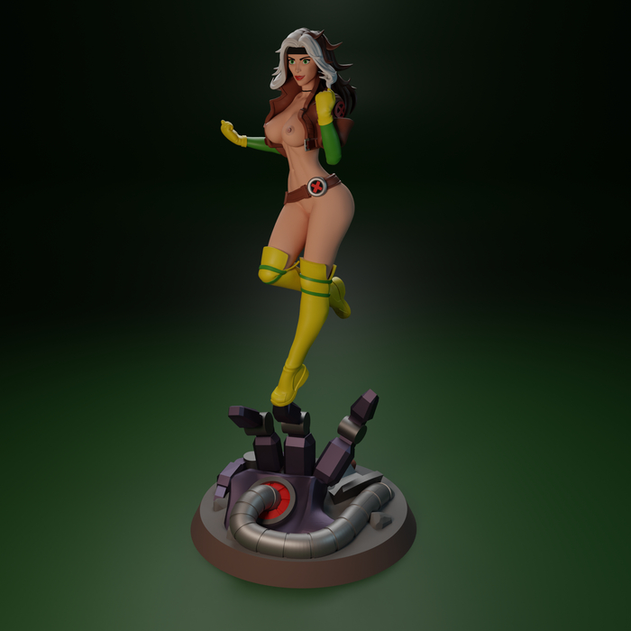 NSFW Rogue for 3d printing - NSFW, My, 3D печать, 3D modeling, 3D, 3D printer, Blender, Rogue (X-Men), X-Men, Boobs, Longpost, Art, Erotic