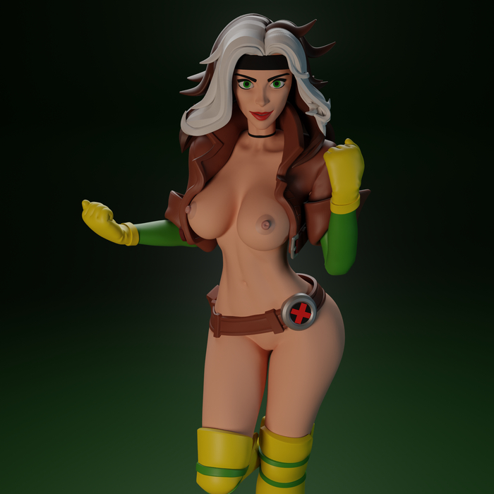 NSFW Rogue for 3d printing - NSFW, My, 3D печать, 3D modeling, 3D, 3D printer, Blender, Rogue (X-Men), X-Men, Boobs, Longpost, Art, Erotic