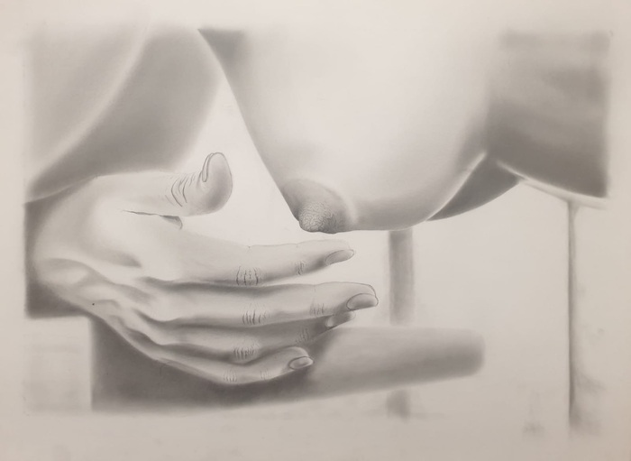 Pencil 18+ - NSFW, My, Erotic, Pencil drawing, Girls, Pubes, Boobs, Creation