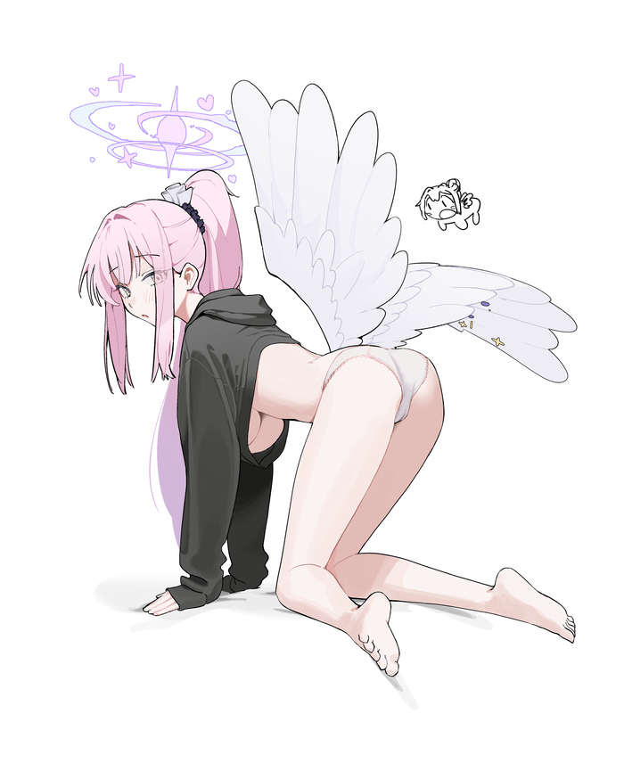 Winged butt - NSFW, Anime, Boobs, Anime art, Blue archive, Misono Mika, Booty, Labia, Longpost