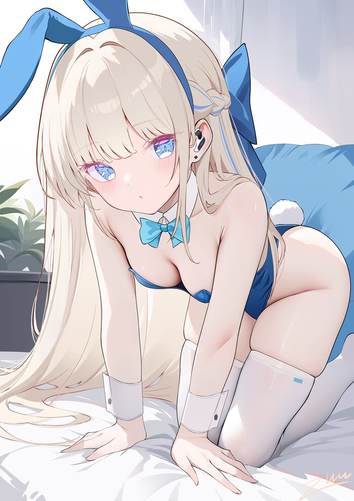 Зайка Токи - NSFW, Anime Art, Аниме, Девушки, Игры, Blue archive, Asuma Toki, Bunnysuit, Bunny Ears, Арты нейросетей