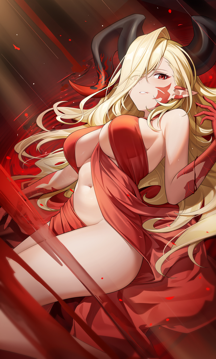 Queen Draco - NSFW, Anime art, Anime, Fate grand order, Nero claudius, Girl with Horns