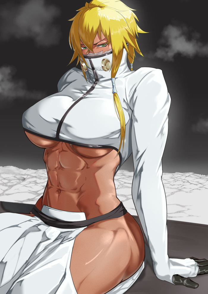 Тия - NSFW, Himazin29gou, Арт, Аниме, Anime Art, Рисованная эротика, Эротика, Bleach, Tier Harribel, Muscleart, Крепкая девушка