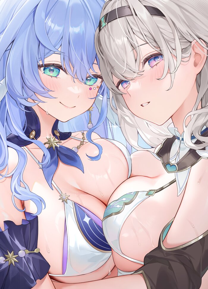 Робин и Хотару - NSFW, Anime Art, Аниме, Firefly (Honkai: Star Rail), Robin (Honkai: Star Rail), Honkai: Star Rail, Купальник