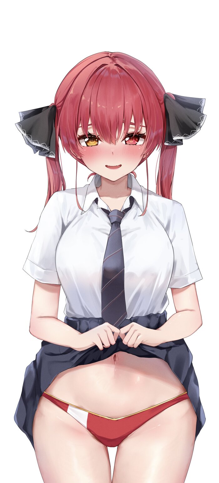 Houshou Marine - NSFW, Anime art, Anime, Hololive, Virtual youtuber, Houshou marine, Pantsu, Twitter (link), Longpost