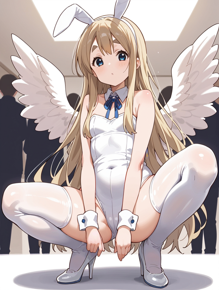 Moogi is so different, so cool <3 - NSFW, My, Girls, k-On, Art, Anime, Anime art, Tsumugi Kotobuki, Neural network art, Blonde, Characters (edit), Angel, Topless, Boobs, Sportswear, Cap, Booty, Blue eyes, Erotic, Hand-drawn erotica, Longpost, Fox