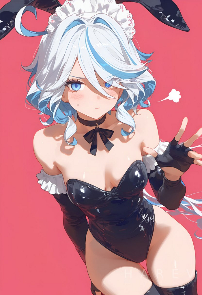 Furina - NSFW, Genshin impact, Furina (Genshin Impact), Art, Girls, Games, Anime art, Anime, Bunnysuit, Neural network art