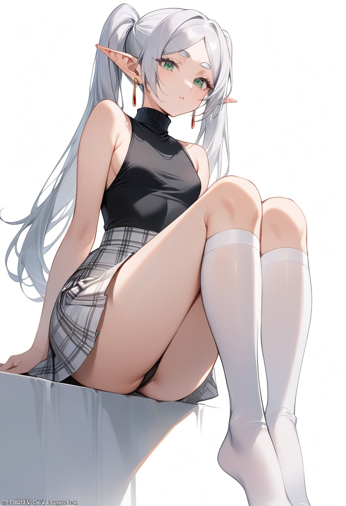 Freeren - NSFW, Anime, Anime art, Sousou no Frieren, Frieren, Knee socks, Elves, Neural network art