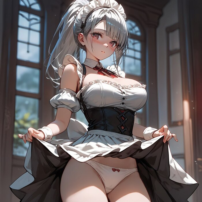 White - NSFW, Underpants, Pantsu, Housemaid, Hips, Neural network art