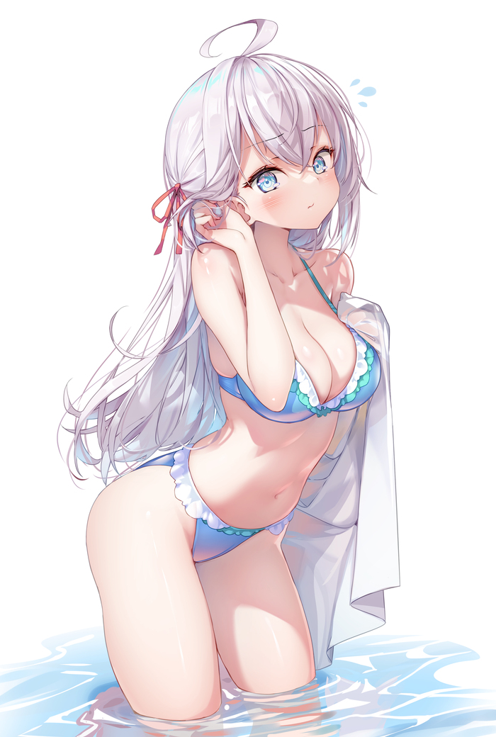 Alisa - NSFW, Anime art, Anime, Tokidoki Bosotto Russia-go de Dereru Tonari no Aly, Alisa Mikhailovna Kujou, Swimsuit, Boobs, Longpost