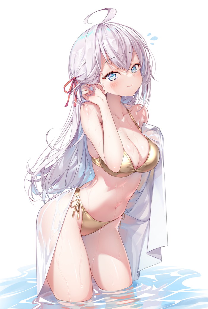 Alisa - NSFW, Anime art, Anime, Tokidoki Bosotto Russia-go de Dereru Tonari no Aly, Alisa Mikhailovna Kujou, Swimsuit, Boobs, Longpost