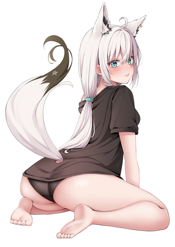 Fubuki - NSFW, Anime art, Anime, Hololive, Virtual youtuber, Shirakami fubuki, Animal ears, Pantsu, Booty, Tail